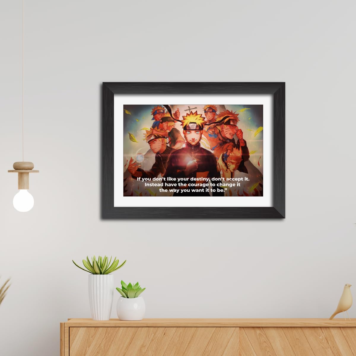 Tenor Arts Naruto Uzumaki Anime Quotes Laminated Poster Framed Paintings with Black Frames