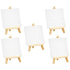 Mini Wooden Display Easel Tripod Stand and Canvas Panels (4x4 inches) | Acid-Free | MDF Board | Anti-Fungal | for Oil & Acrylic Painting (Set of 5)