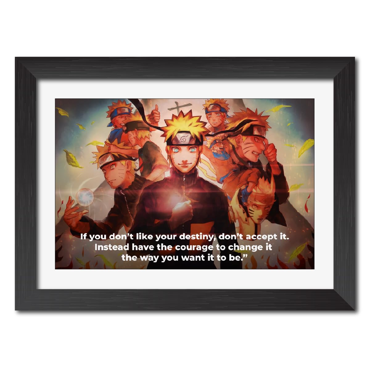 Tenor Arts Naruto Uzumaki Anime Quotes Laminated Poster Framed Paintings with Black Frames