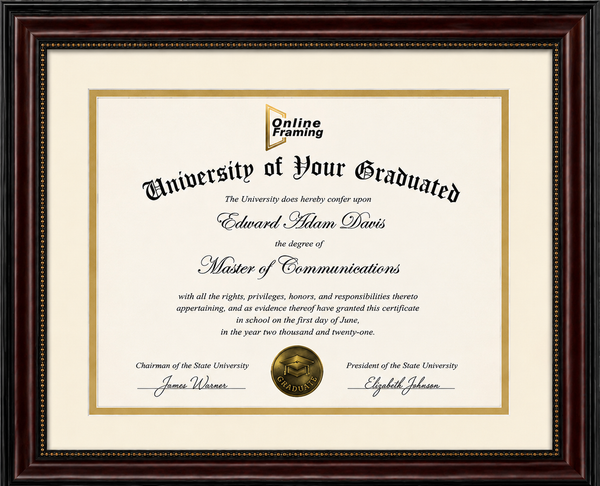 Executive Carved Certificate Display Frame | Premium Wall-Mounted Degree, Diploma & Award Frame with Crystal Clear Acrylic