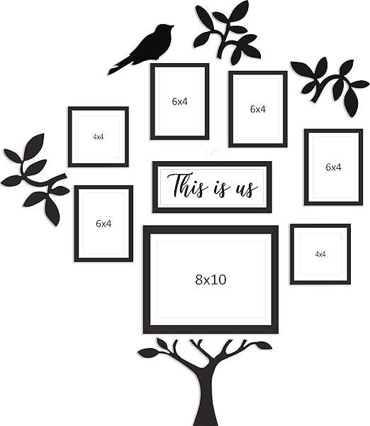 Family Tree Collage Photo Frames For Wall Decor Set