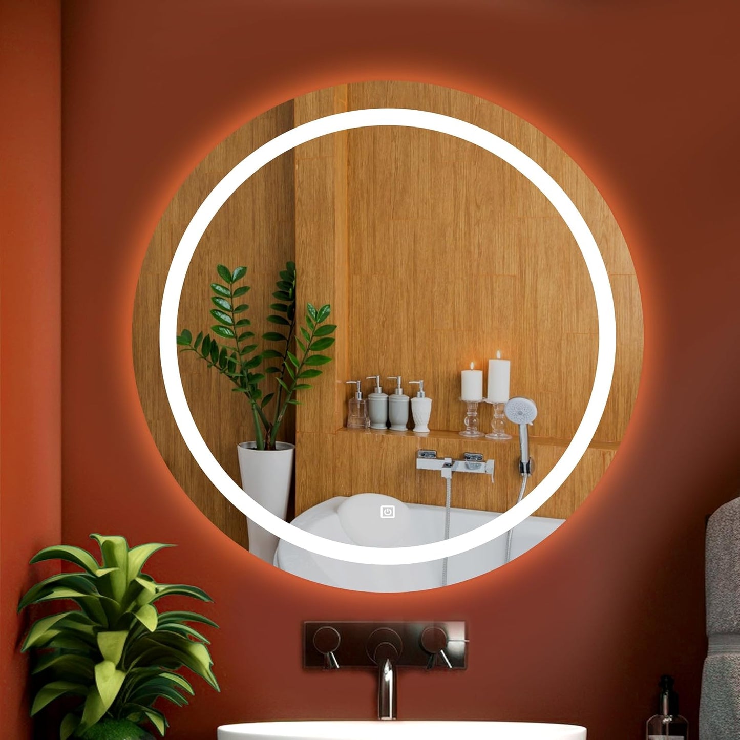 Wall Mounted Round Led Light Mirror