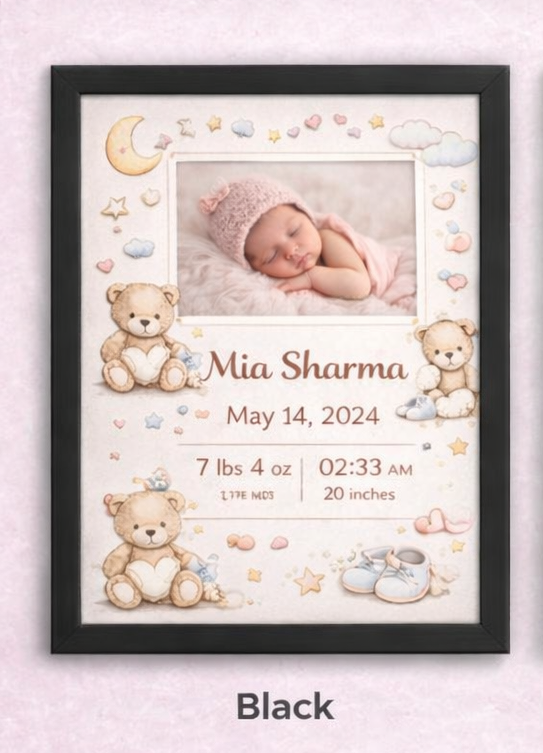 Personalized Newborn Baby Photo Frame – Custom Infant Memory Frame