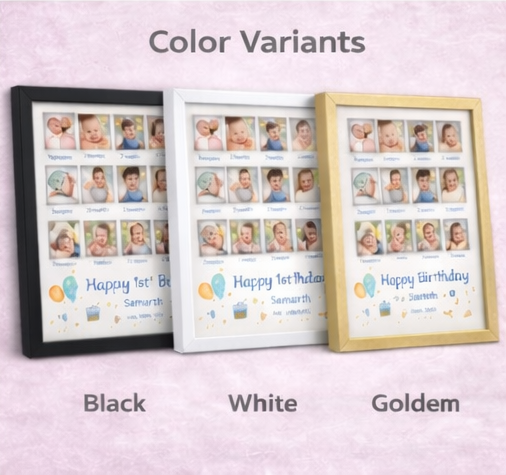 Personalized 1st Birthday Photo Frame – Baby First Year Collage Frame