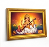 Premium Golden Framed Goddess Saraswati Wall Art for Home Decor
