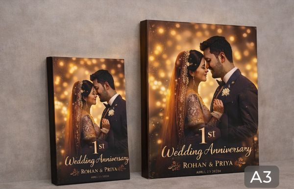 1st Wedding Anniversary Canvas Photo Frame – Personalized Couple Canvas Print