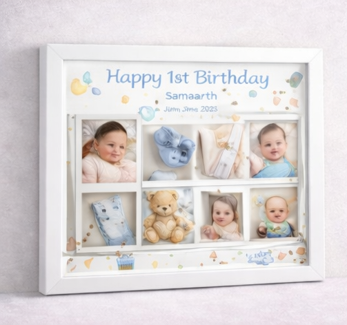 Personalized 1st Birthday Photo Frame – Baby First Year Collage Frame