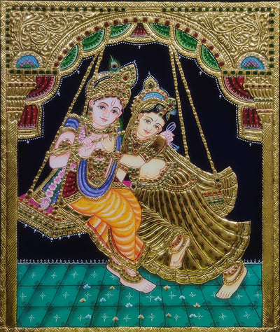 Radha Krishna Tanjore Handmade Painting