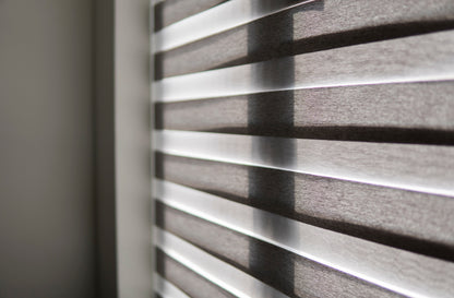 details brown fabric roller blinds plastic window with wood texture living room