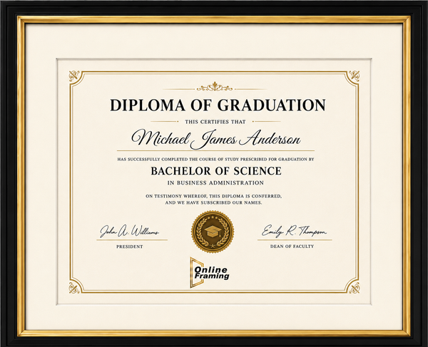 Executive Certificate Display Frame | Premium Wall-Mounted Degree & Diploma Frame with Crystal Clear Acrylic
