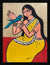Beautiful Antique Vintage Handpainted Jamini Roy Style Indian Fo