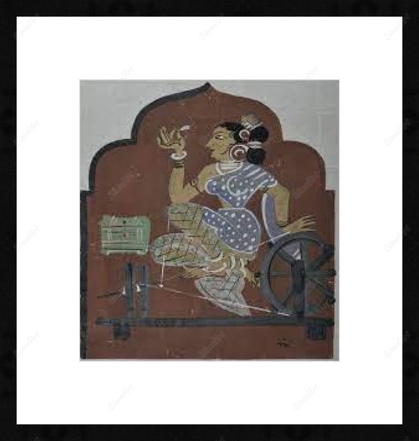 Spinning Cotton - Haripura Panels Collection - Nandalal Bose