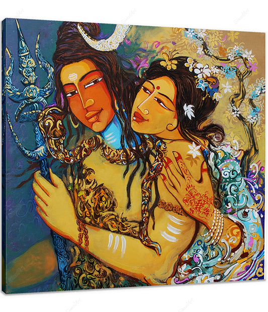 Lord shiva paintings with parvati mata