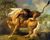 A Lion Attacking A Horse