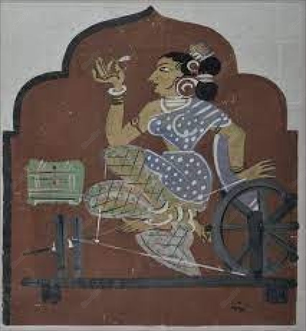 Spinning Cotton - Haripura Panels Collection - Nandalal Bose