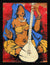 Lady with Veena By Mf Husain