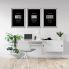 Hustle Grind Execute Print Set, Motivational Office Decor, Inspirational Poster Wall Art