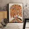 Vintage Kalamkari Tree of Life with Peacock, Traditional Indian Folk Arts