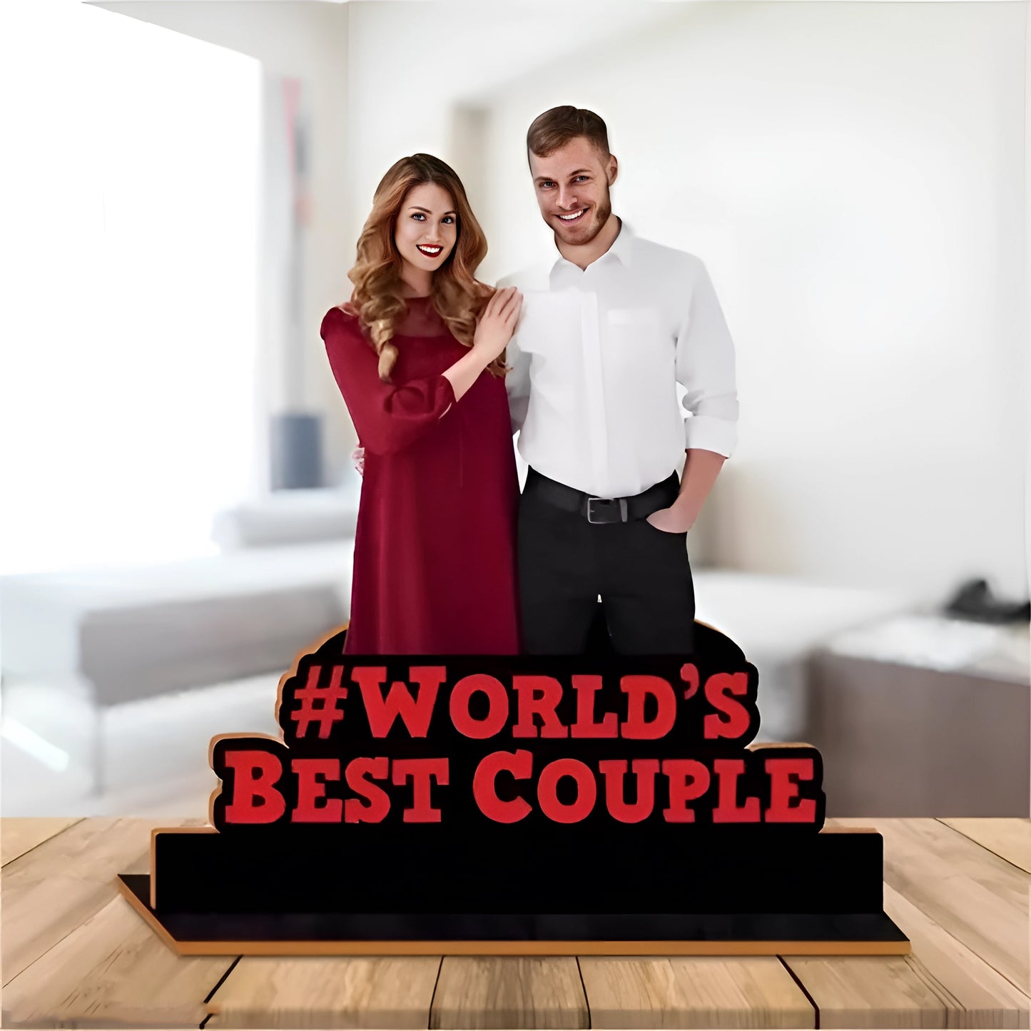 Wooden cutout photo frame best couple anniversary