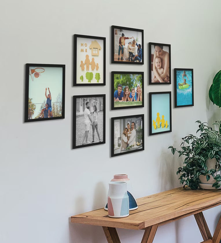 Synthetic Black Collage Photo Frames, Set of 9 - Online Framing