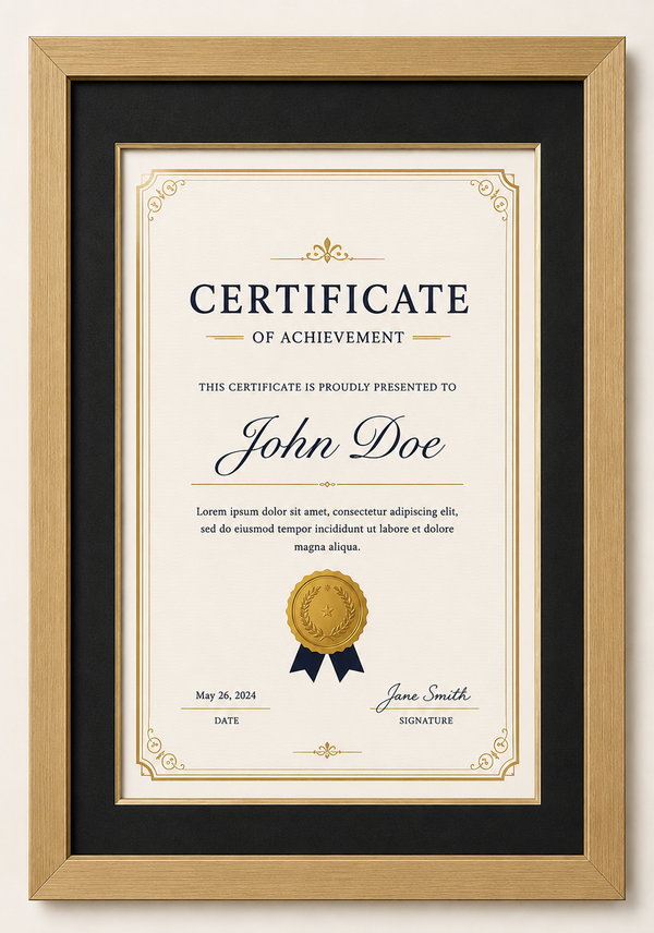 Certificate Frame – A4 & A3 | Premium Wooden Frames | Online Framing