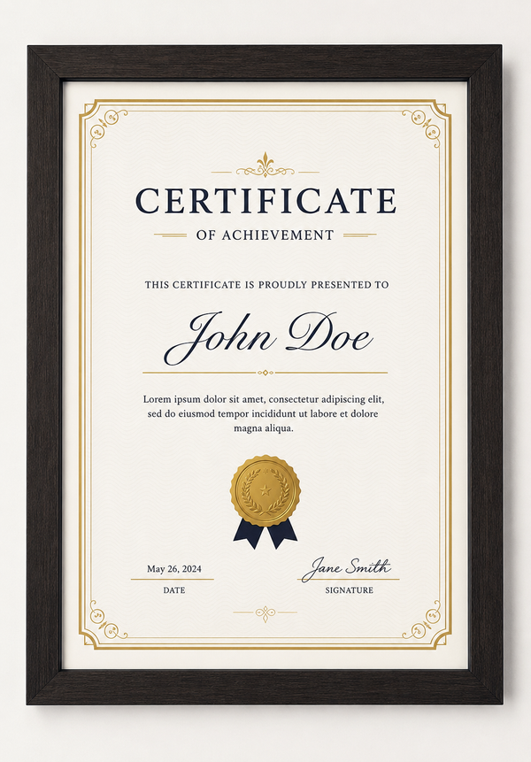 Certificate Frame – A4 & A3 | Premium Wooden Frames | Online Framing