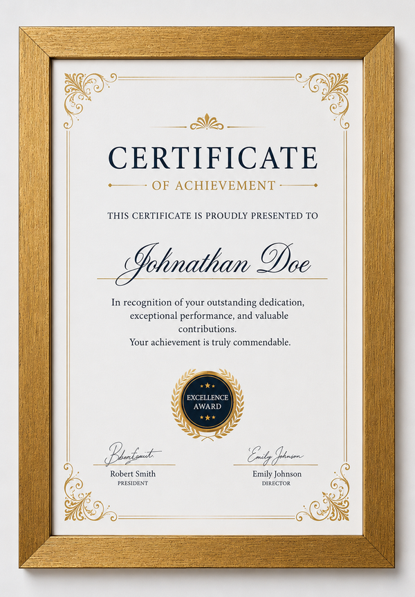 Certificate Frame – A4 & A3 | Premium Wooden Frames | Online Framing
