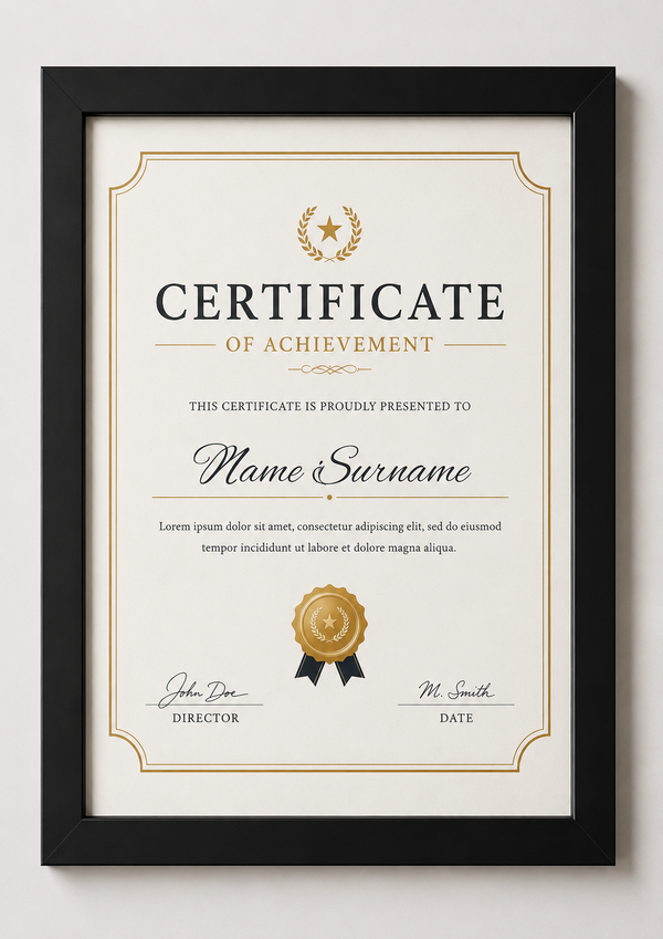 Certificate Frame – A4 & A3 | Premium Wooden Frames | Online Framing