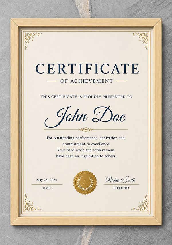 Certificate Frame – A4 & A3 | Premium Wooden Frames | Online Framing