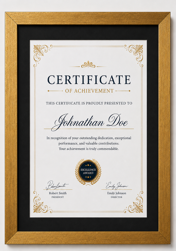 Certificate Frame – A4 & A3 | Premium Wooden Frames | Online Framing