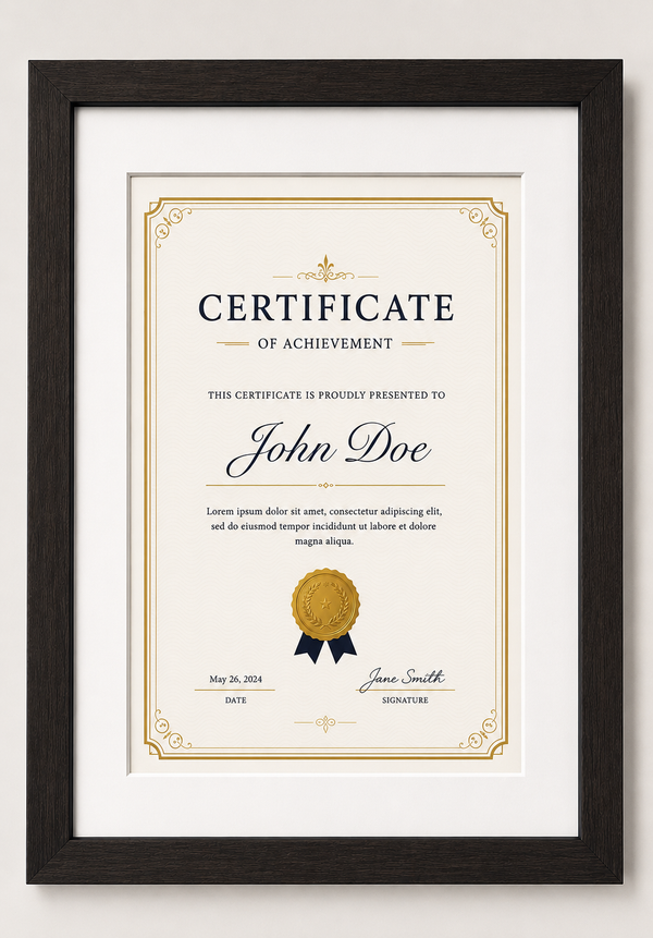 Certificate Frame – A4 & A3 | Premium Wooden Frames | Online Framing