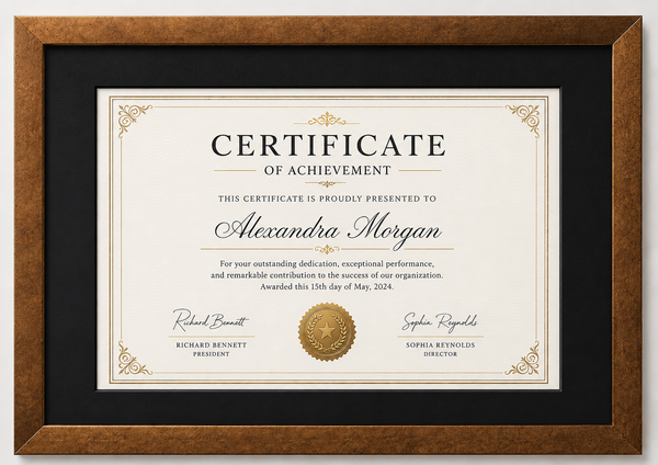Certificate Frame – A4 & A3 | Premium Wooden Frames | Online Framing