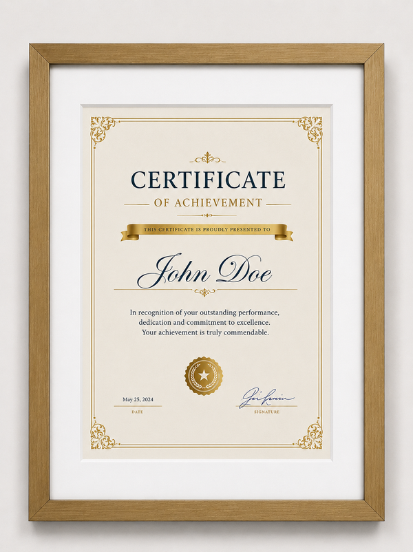 Certificate Frame – A4 & A3 | Premium Wooden Frames | Online Framing