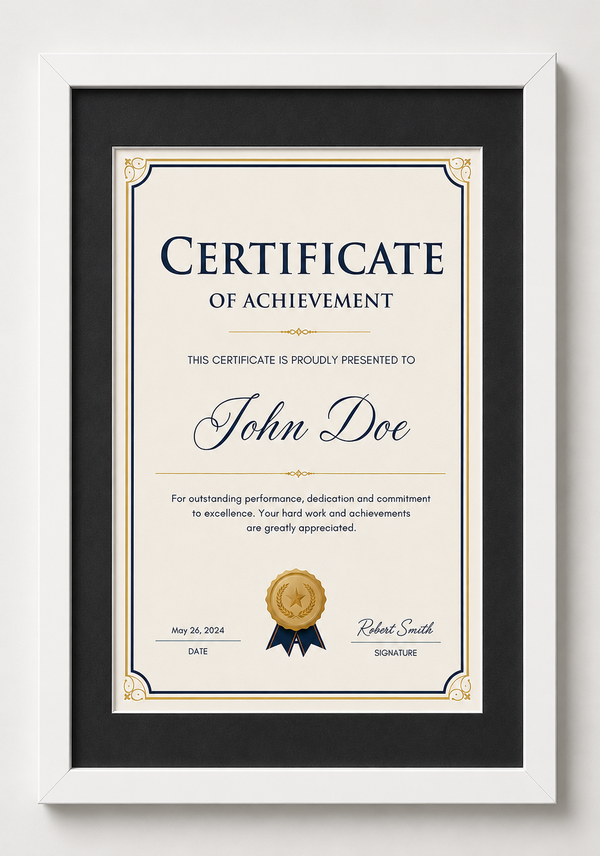 Certificate Frame – A4 & A3 | Premium Wooden Frames | Online Framing