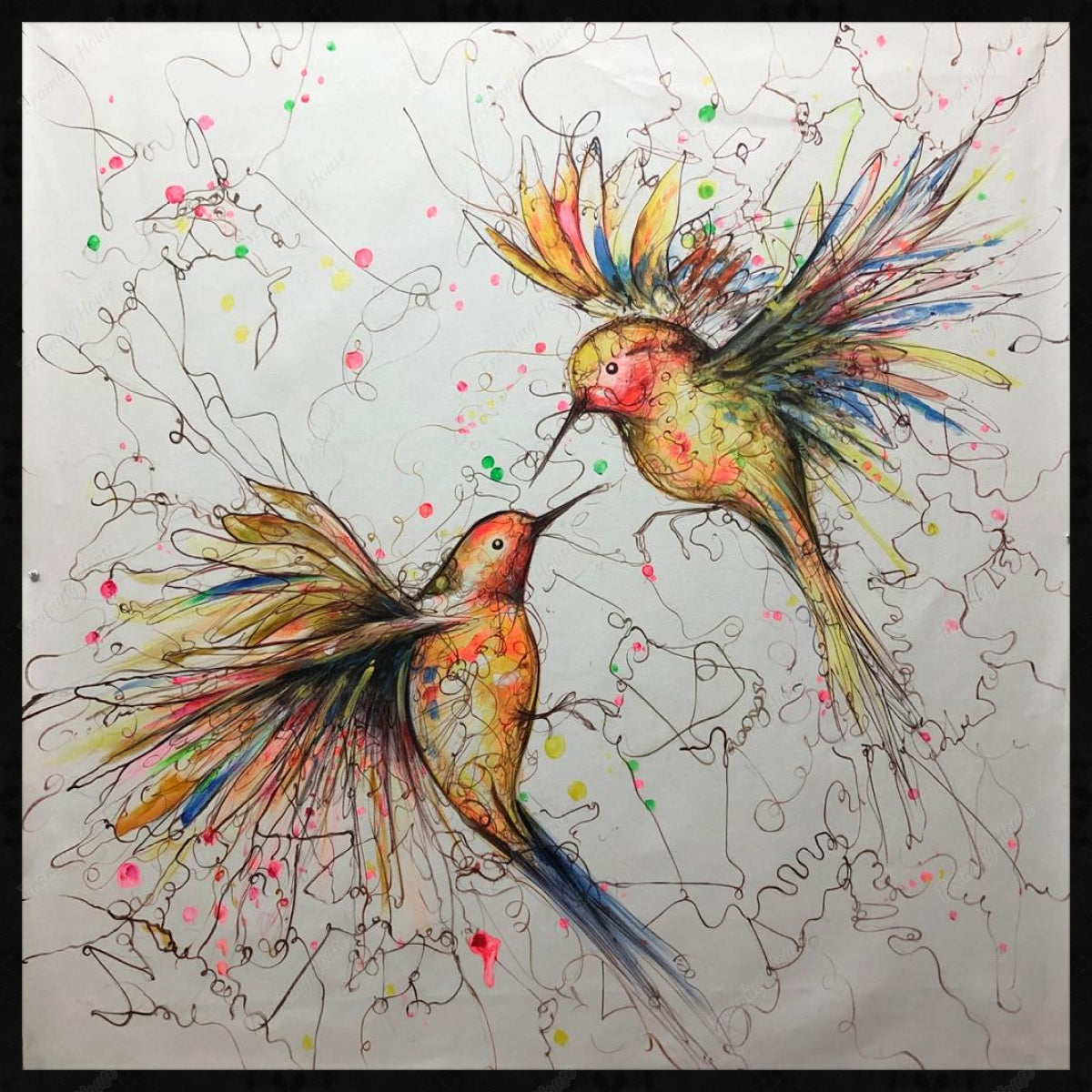 abstract  handmade bird   Wall art paintings