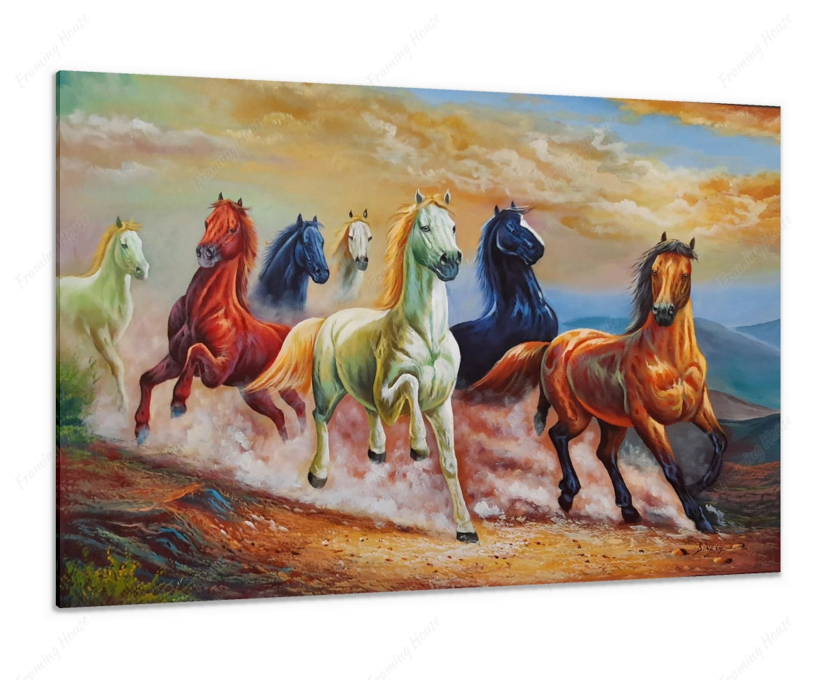 7 Horses Painting In Bedroom