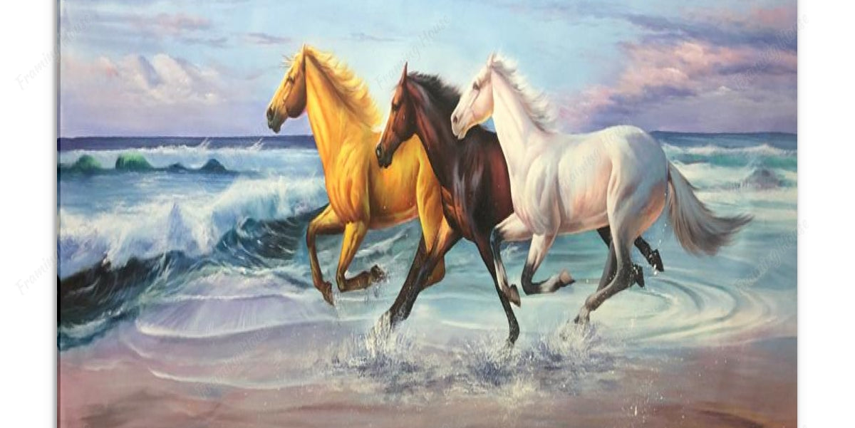 7  horses handmade painting art